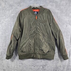 American Rag Mens Bomber Jacket Olive Green Orange Stripe Flight Jacket XL